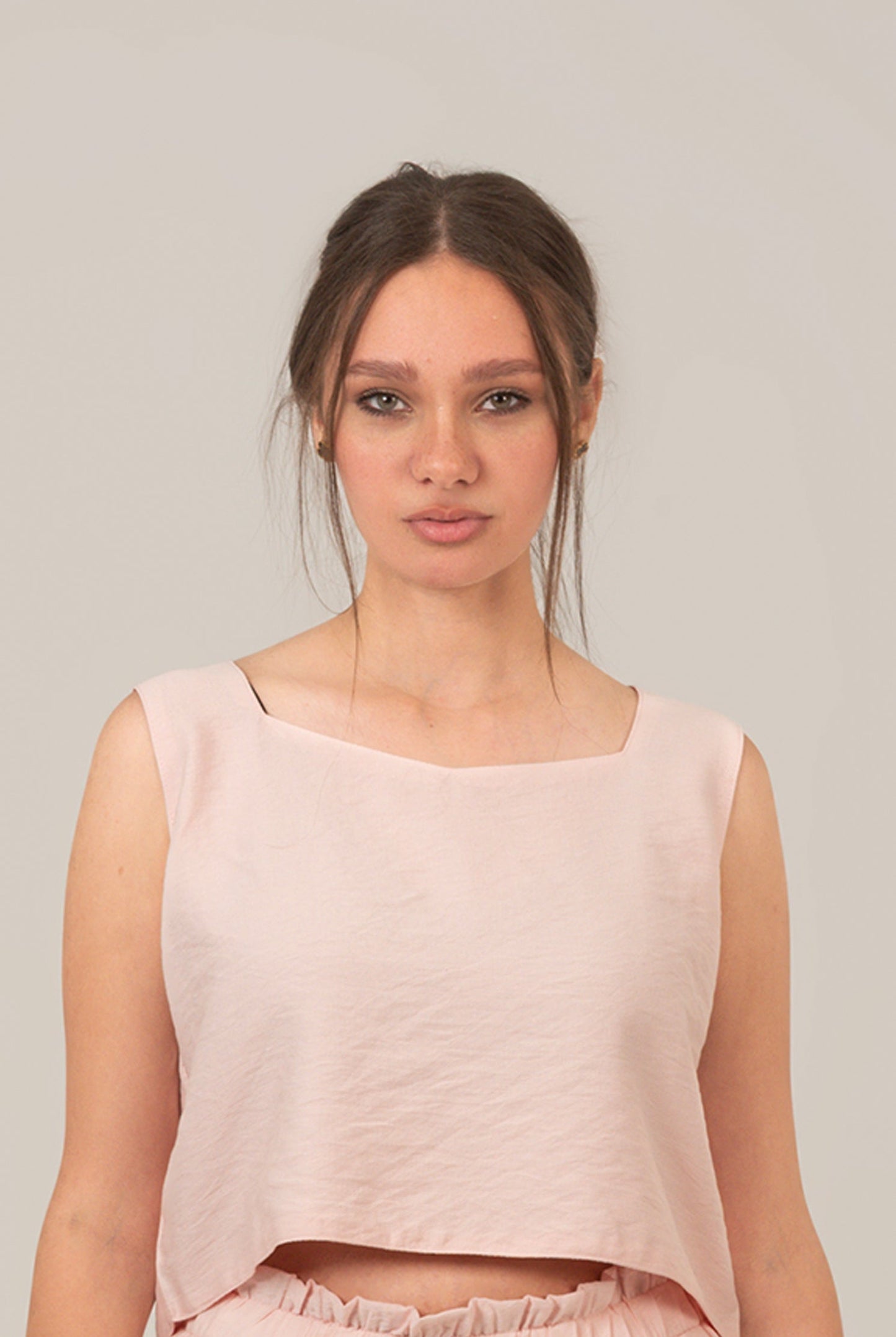 Linen Rectangle Cut Neck Top