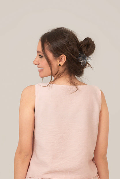 Linen Rectangle Cut Neck Top