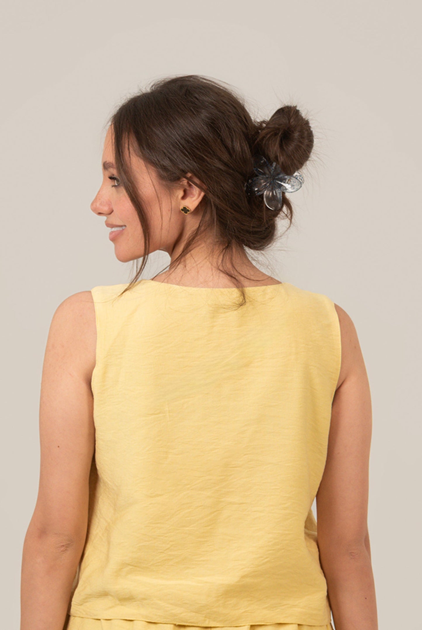 Linen Rectangle Cut Neck Top