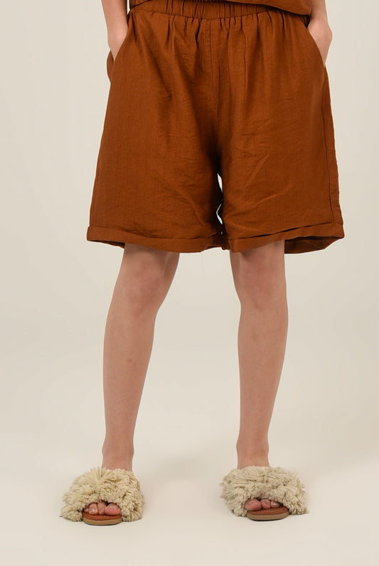 Linen Loose High Waist Shorts