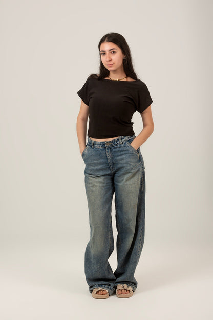 Synthetic Half Sleeve Backless Top