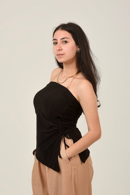 Synthetic Asymmetrical Rumor Tube Top