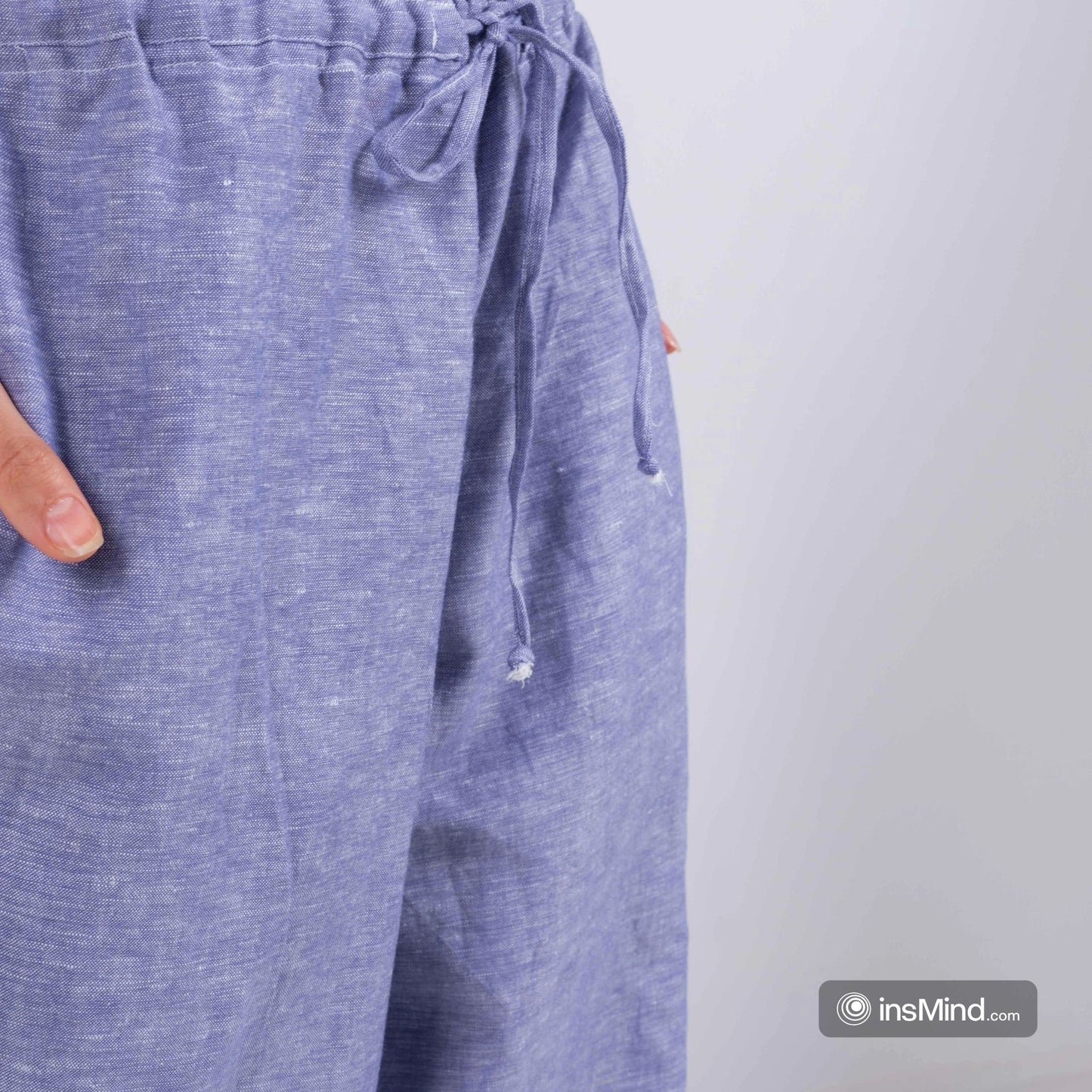 Linen Wide-Leg Trousers - Blue