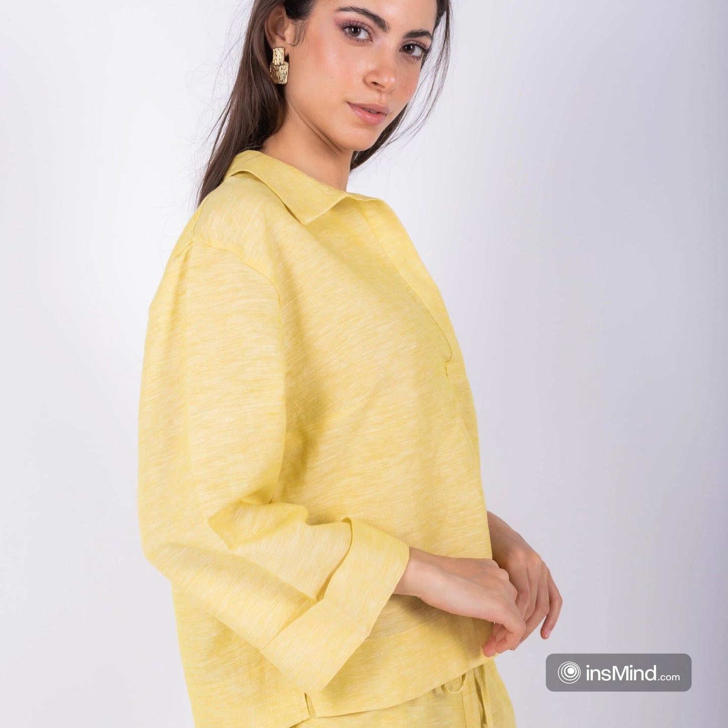 Linen Kimono Sleeve Blouse – Yellow