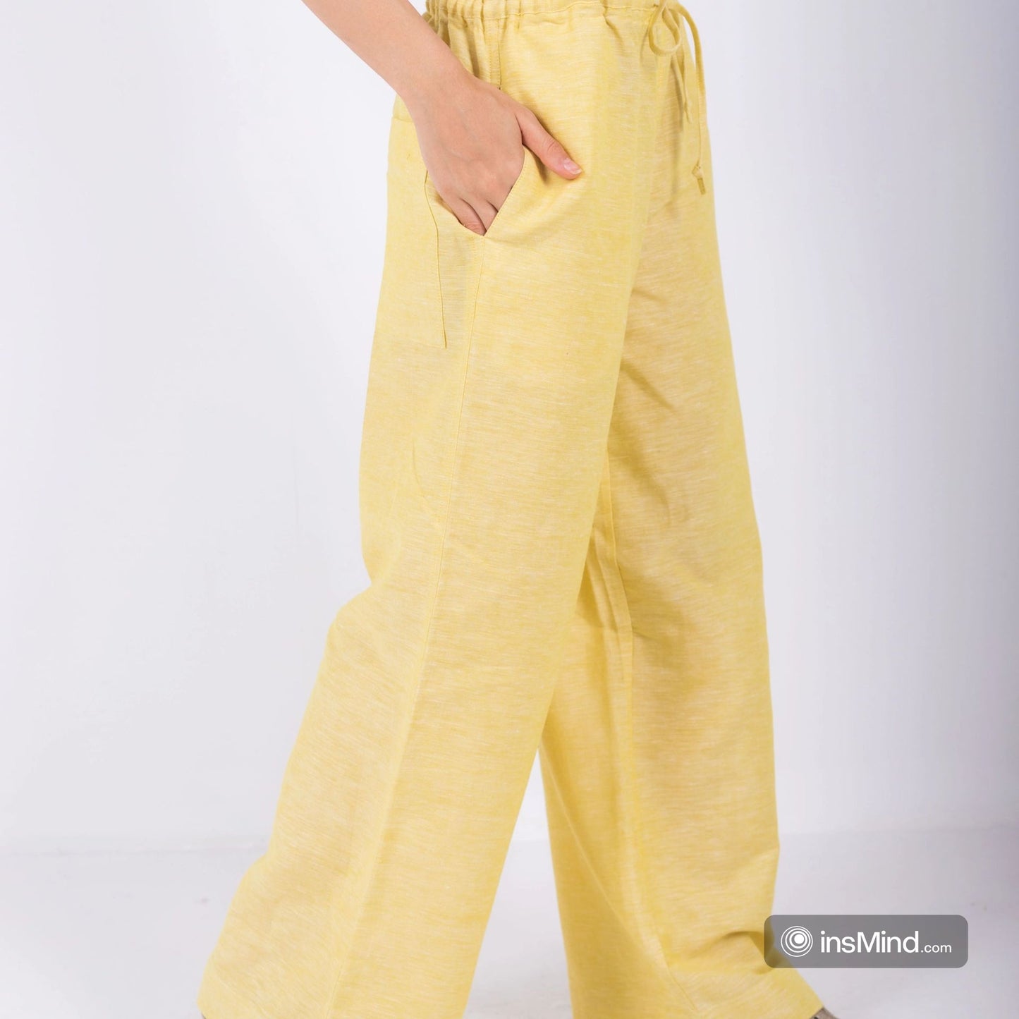 Linen Wide-Leg Trousers - Yellow