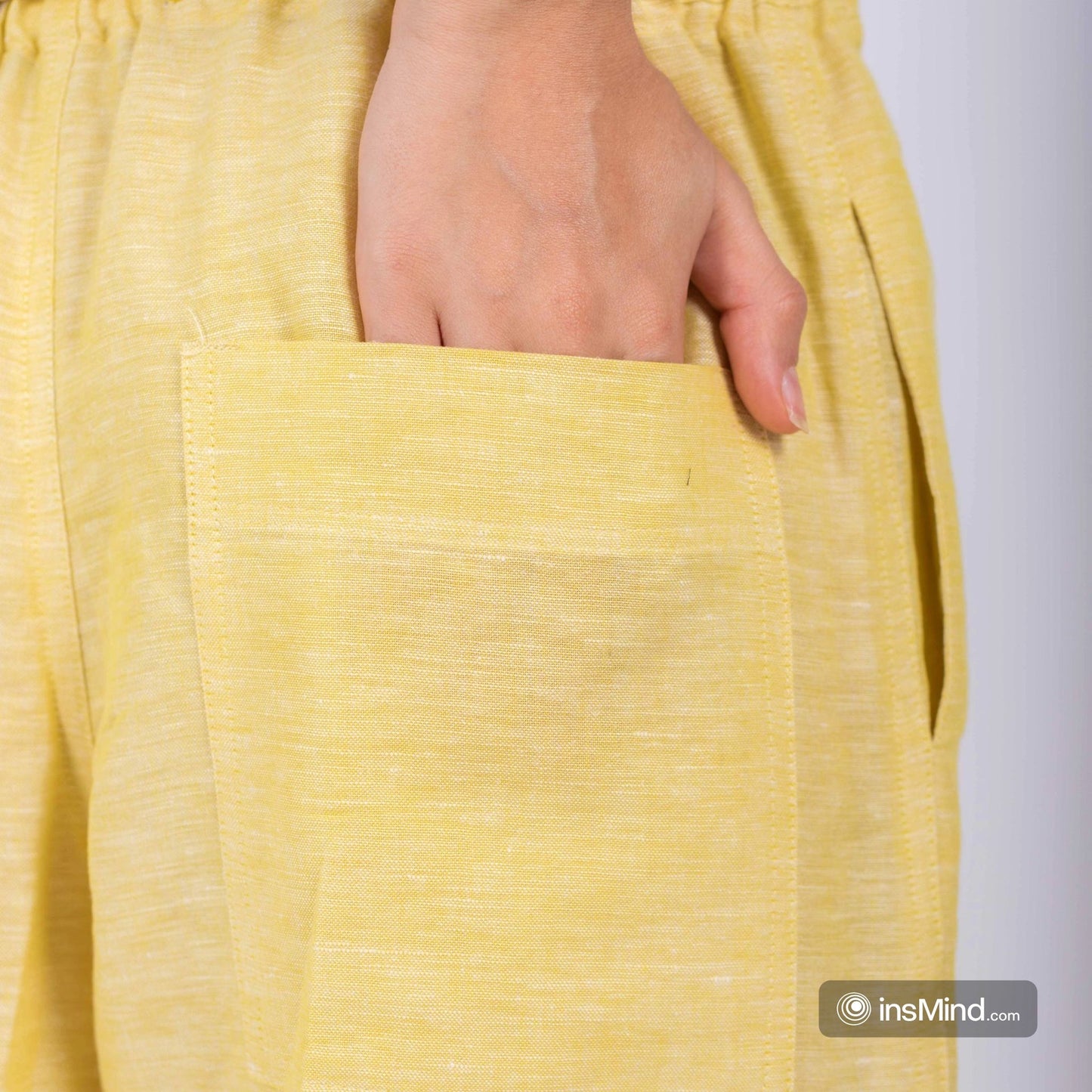Linen Wide-Leg Trousers - Yellow