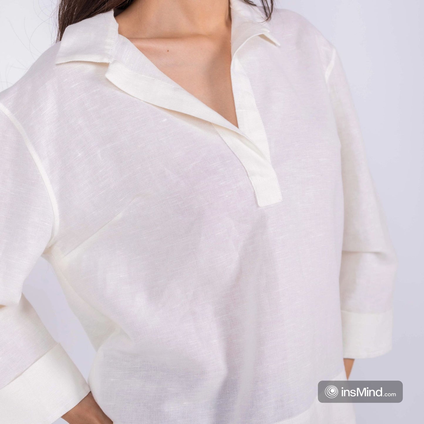Linen Kimono Sleeve Blouse – White