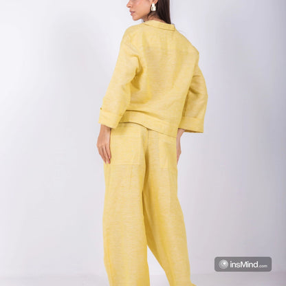 Linen Kimono Sleeve Blouse – Yellow