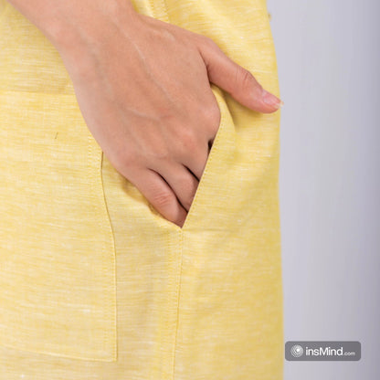 Linen Wide-Leg Trousers - Yellow