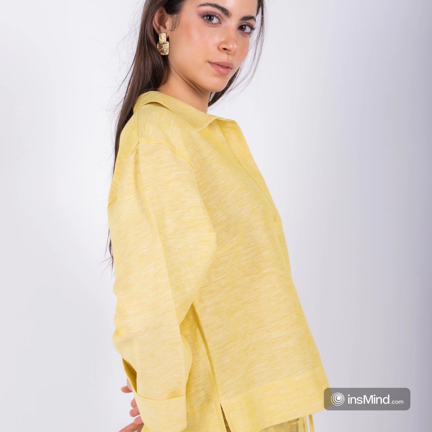 Linen Kimono Sleeve Blouse – Yellow