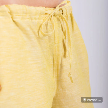Linen Wide-Leg Trousers - Yellow