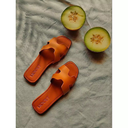 Leather H-Chic Slides Slipper - Orange