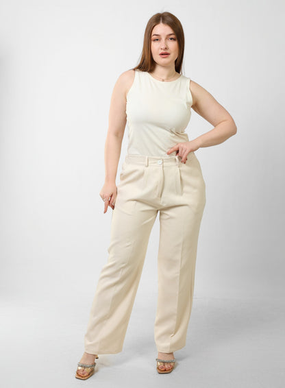 Loose Fit Trousers - Beige