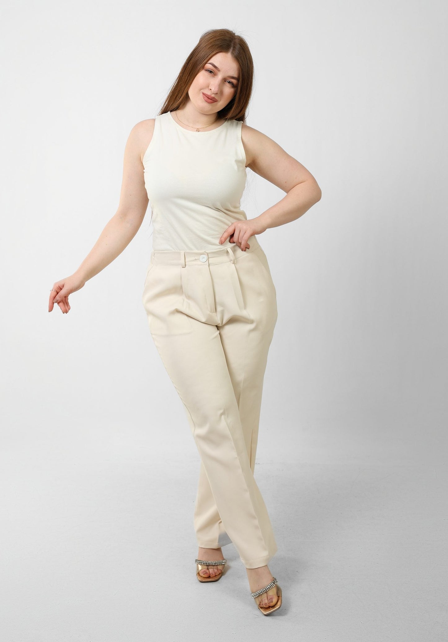 Loose Fit Trousers - Beige