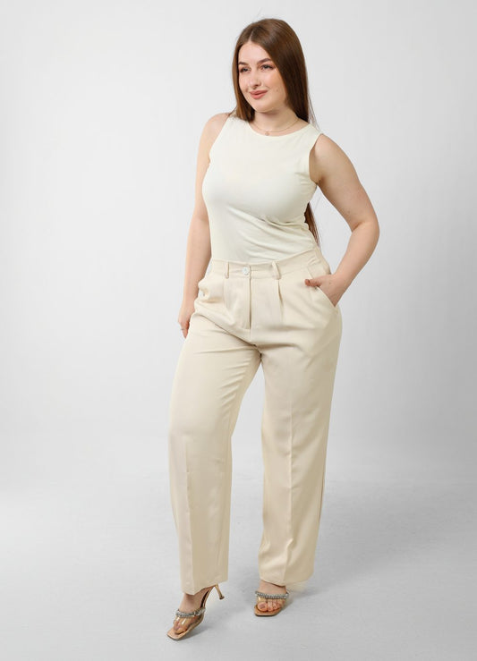 Loose Fit Trousers - Beige