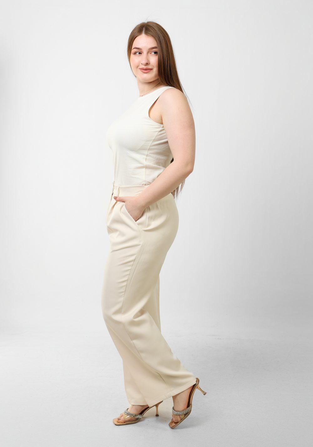 Loose Fit Trousers - Beige