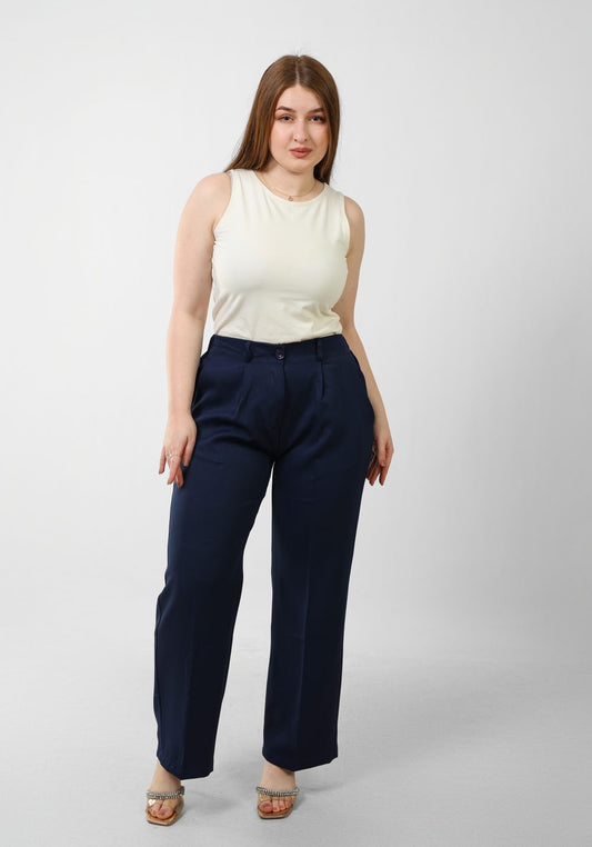 Loose Fit Trousers - Navy