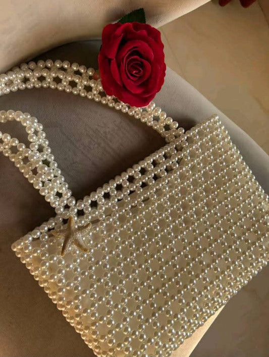 Loly CCB Beaded Pearl Tote Bag – Off White