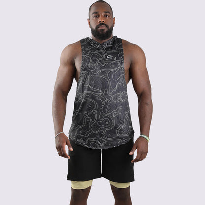 Synthetic Black Curves Sleeveless T-Shirt - Multicolor