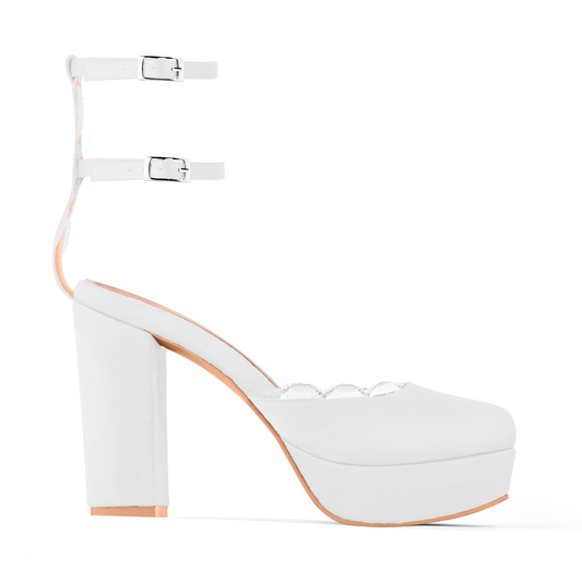 MISTICA WHITE PLATFORM HEELS (Pre-Order)