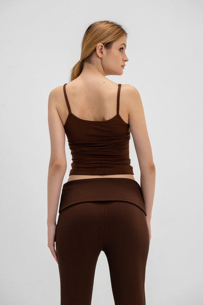 Lycra Microfiber Spaghetti Strap Top - Chocolate