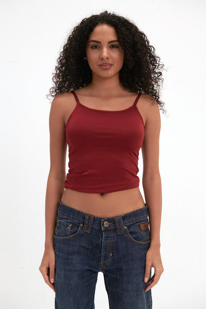 Lycra Microfiber Spaghetti Strap Top - Burgundy