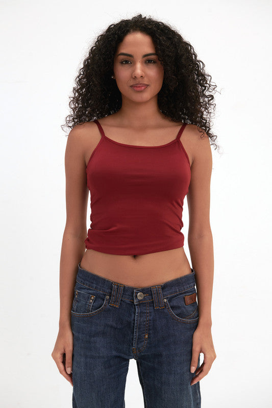 Lycra Microfiber Spaghetti Strap Top - Burgundy