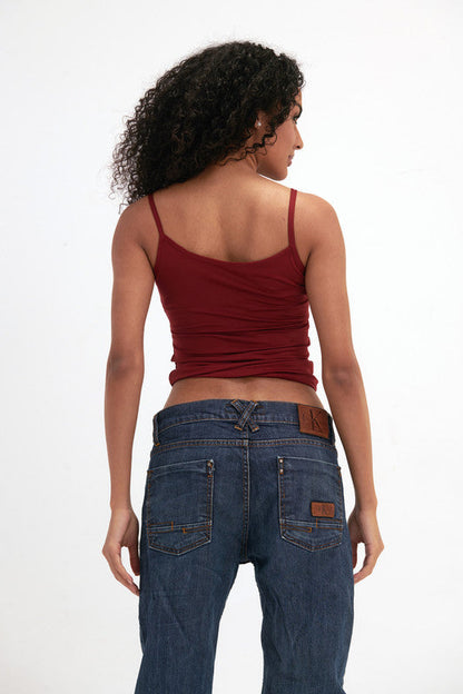 Lycra Microfiber Spaghetti Strap Top - Burgundy