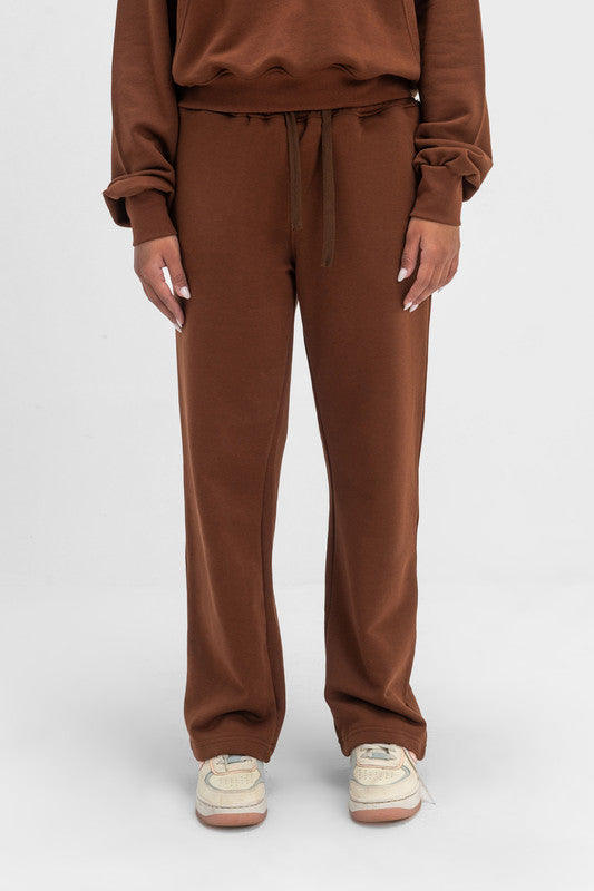 Melton Straight-Leg Sweatpants - Chocolate