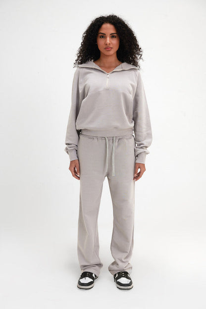 Melton Straight-Leg Sweatpants - Silver