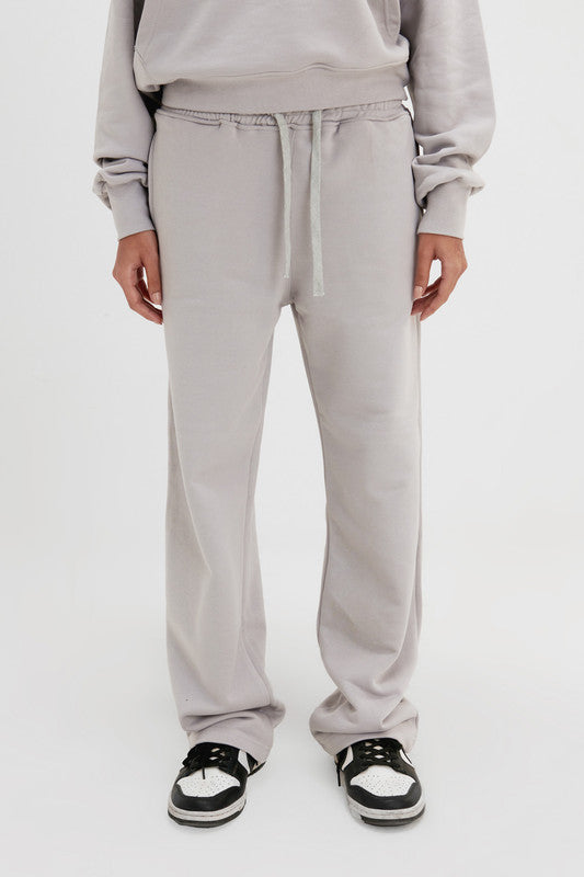 Melton Straight-Leg Sweatpants - Silver
