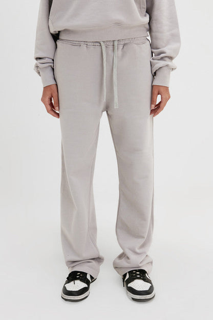 Melton Straight-Leg Sweatpants - Silver