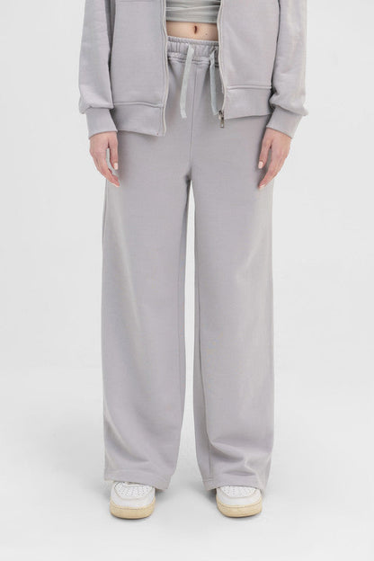 Melton Wide Leg Pants - Silver