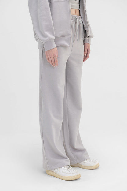 Melton Wide Leg Pants - Silver