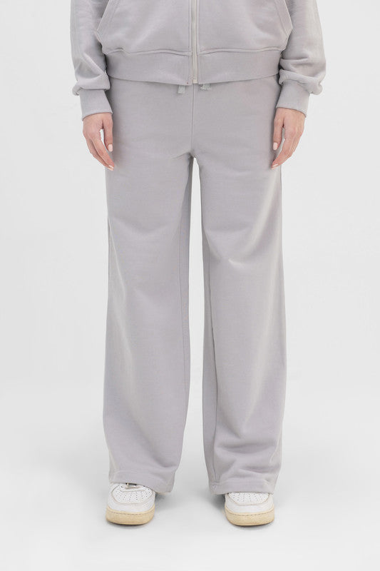 Melton Wide Leg Pants - Silver