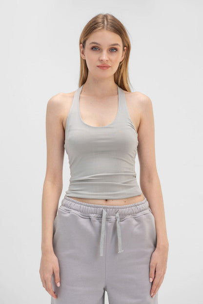 Lycra Halter Neck Top - Silver