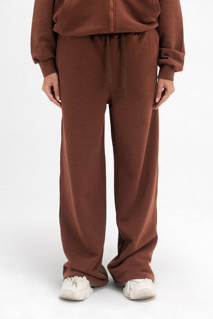 Melton Wide Leg Pants - Chocolate