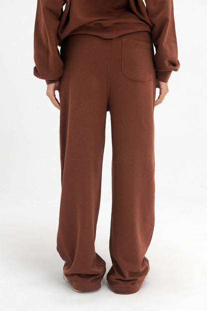 Melton Wide Leg Pants - Chocolate