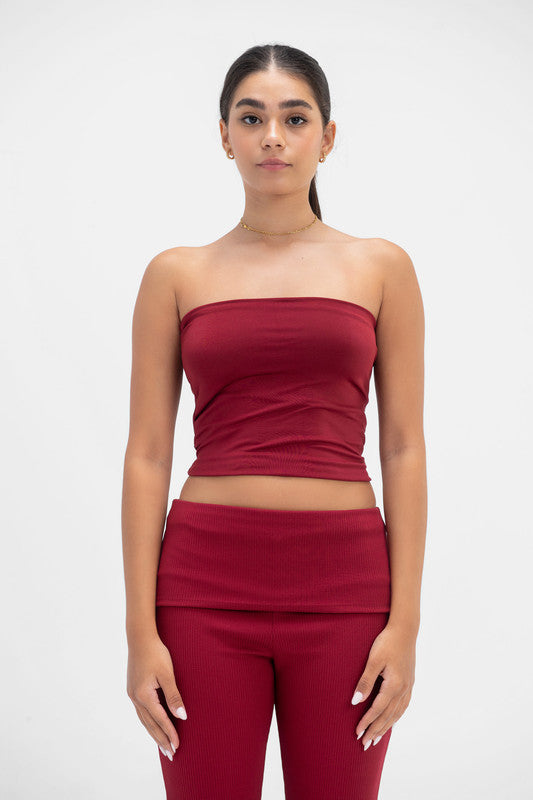 Lycra Tube Top - Burgundy