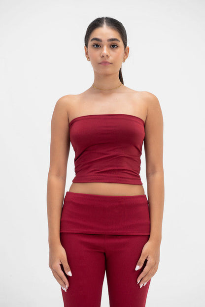 Lycra Tube Top - Burgundy