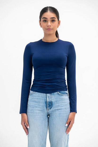 Lycra Round Neck Long Sleeve - Navy