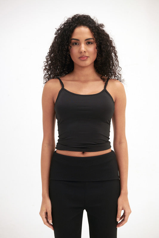 Lycra Microfiber Spaghetti Strap Top - Black