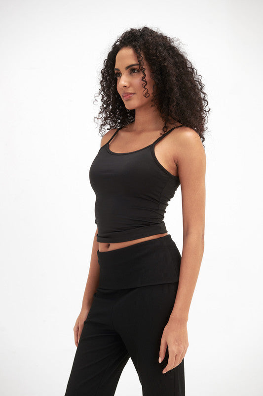 Lycra Microfiber Spaghetti Strap Top - Black