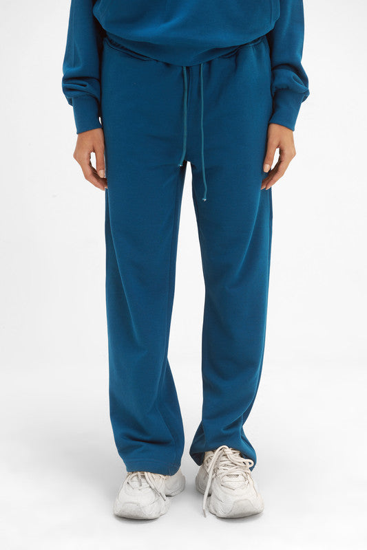 Melton Straight-Leg Sweatpants - Blue Sapphire