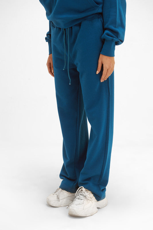 Melton Straight-Leg Sweatpants - Blue Sapphire