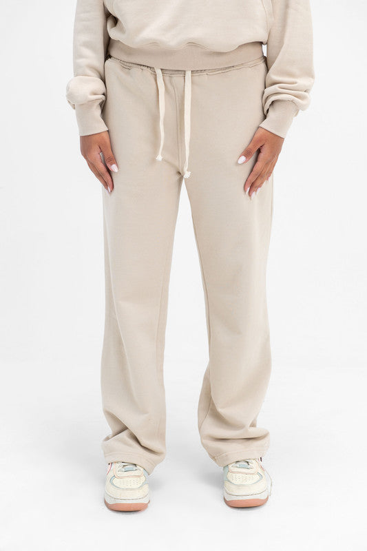 Melton Straight-Leg Sweatpants - Latte