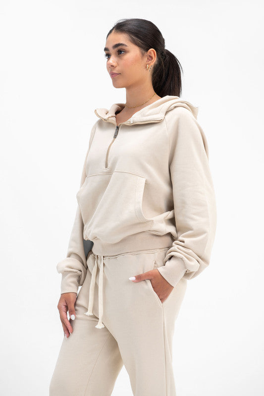 Melton Sweatshirt Quarter-Zip - Latte