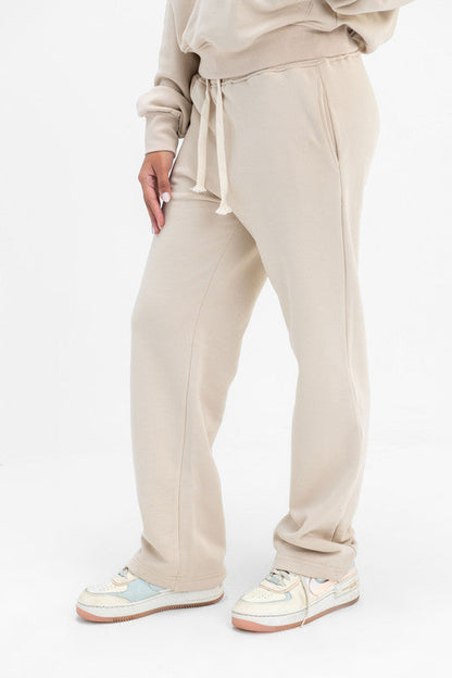 Melton Straight-Leg Sweatpants - Latte