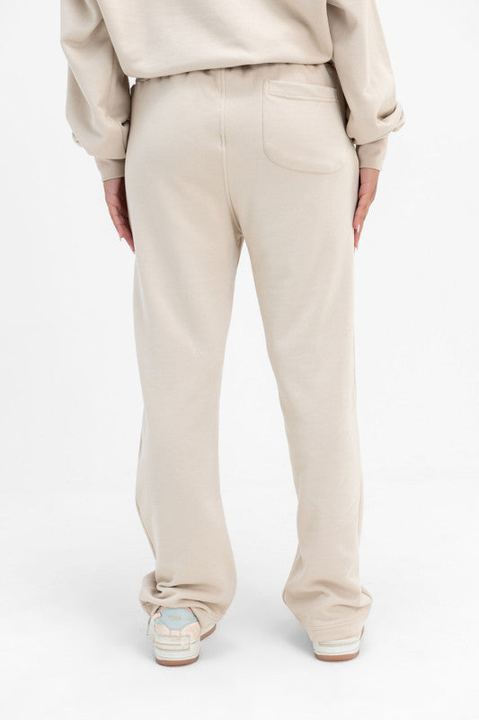 Melton Straight-Leg Sweatpants - Latte
