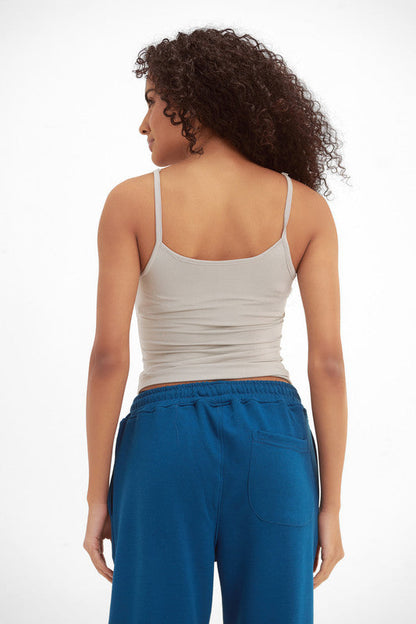 Lycra Microfiber Spaghetti Strap Top - Silver